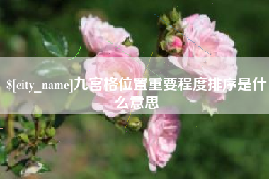 长治九宫格位置重要程度排序是什么意思